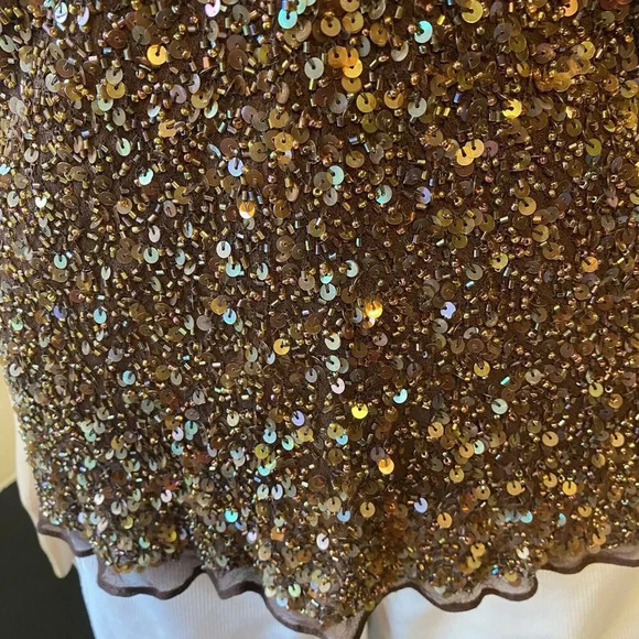 VTG Scala Silk Sequins V Neck Whimsigoth Fairy Lady 12 Evening Party Blouse Top - Picture 5 of 12